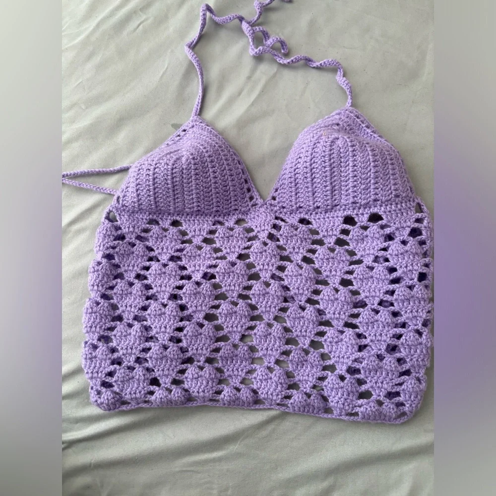 Handmade crochet heart 💜 halter neck top - Picture 8 of 8